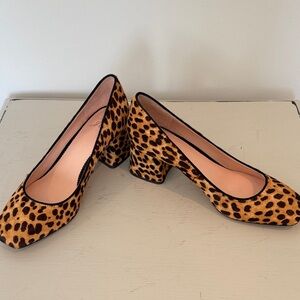 J Crew Leopard Print Block Heel Pumps - Women